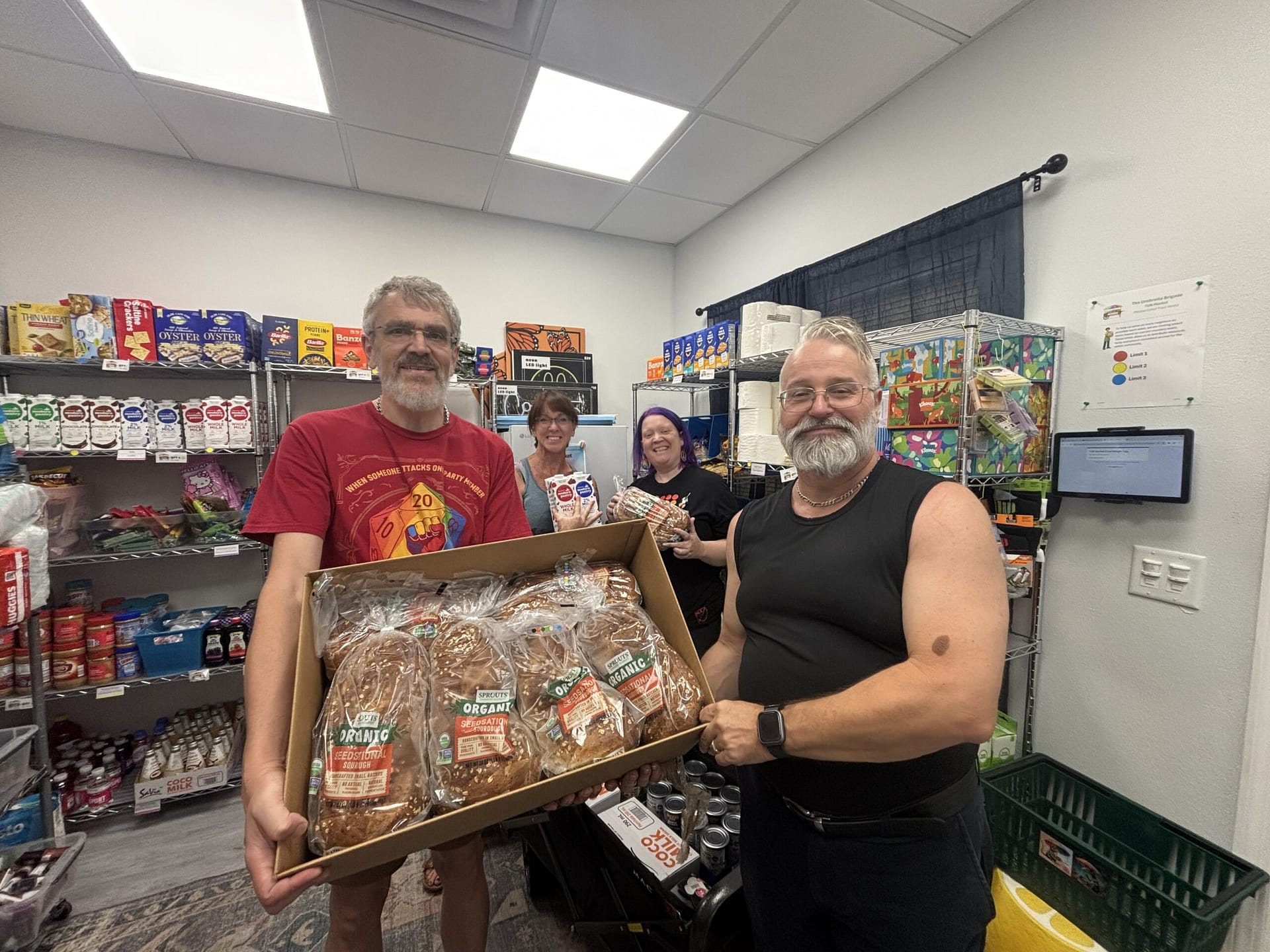 APFC Volunteers Klaus Staodtmann and Gene Thompson dropped off an additional 246 pounds of food for the Umbrella Brigade Market in Longwood Florida